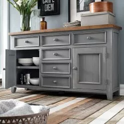 Maison Belfort Sideboard Balignton I - Kiefer massiv - Grau -Büromöbel Verkaufsgeschäft sideboard balignton kiefer massiv grau 3692265