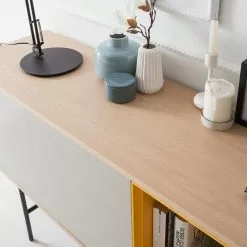 Studio Copenhagen Sideboard Caspito - Hellgrau / Eiche -Büromöbel Verkaufsgeschäft sideboard caspito hellgrau eiche 4373656