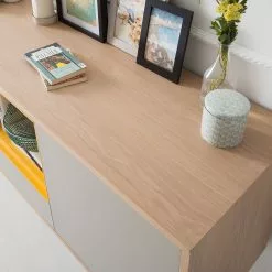 Studio Copenhagen Sideboard Caspito - Hellgrau / Eiche -Büromöbel Verkaufsgeschäft sideboard caspito hellgrau eiche 4373664