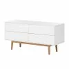 Mørteens Sideboard Lindholm V - Eiche teilmassiv - Weiß / Eiche -Büromöbel Verkaufsgeschäft sideboard lindholm v weiss matt eiche massiv 358646