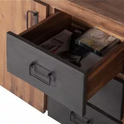 Ars manufacti Sideboard Manchester II - Akazie teilmassiv / Metall - Akazie / Anthrazit -Büromöbel Verkaufsgeschäft sideboard manchester ii akazie massiv metall 4876156