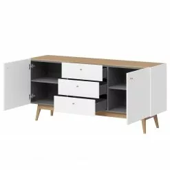 Germania Sideboard Monteo I - Weiß / Eiche -Büromöbel Verkaufsgeschäft sideboard monteo weiss eiche 4943288
