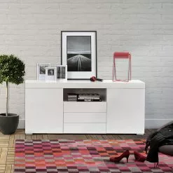Fredriks Sideboard Roomconcept - Inkl.Beleuchtung - Hochglanz Weiß -Büromöbel Verkaufsgeschäft sideboard roomconcept inkl led beleuchtung hochglanz weiss 4799900