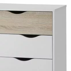 Mørteens Sideboard Sunndal - Gummibaum teilmassiv - Weiß / Eiche Hell -Büromöbel Verkaufsgeschäft sideboard sunndal gummibaum teilmassiv weiss eiche dekor 4753652