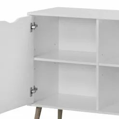 Mørteens Sideboard Sunndal - Gummibaum teilmassiv - Weiß / Eiche Hell -Büromöbel Verkaufsgeschäft sideboard sunndal gummibaum teilmassiv weiss eiche dekor 4753676