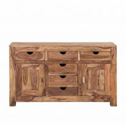 Wolf-Möbel Sideboard Yoga II - Sheesham massiv - Natur -Büromöbel Verkaufsgeschäft yoga kommode sheesham holz geoelt 6 schubladen 1240611